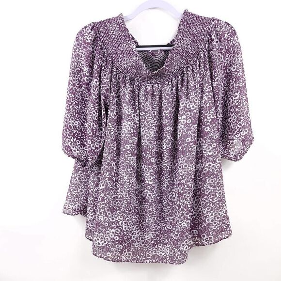 LOFT Floral Off-Shoulder Blouse Medium - Picture 2 of 10